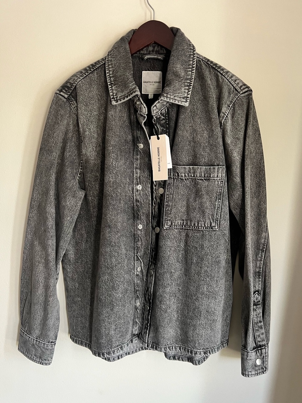 BAGATELLE HOMME New York Washed Black Denim Button-Up Shacket Size M